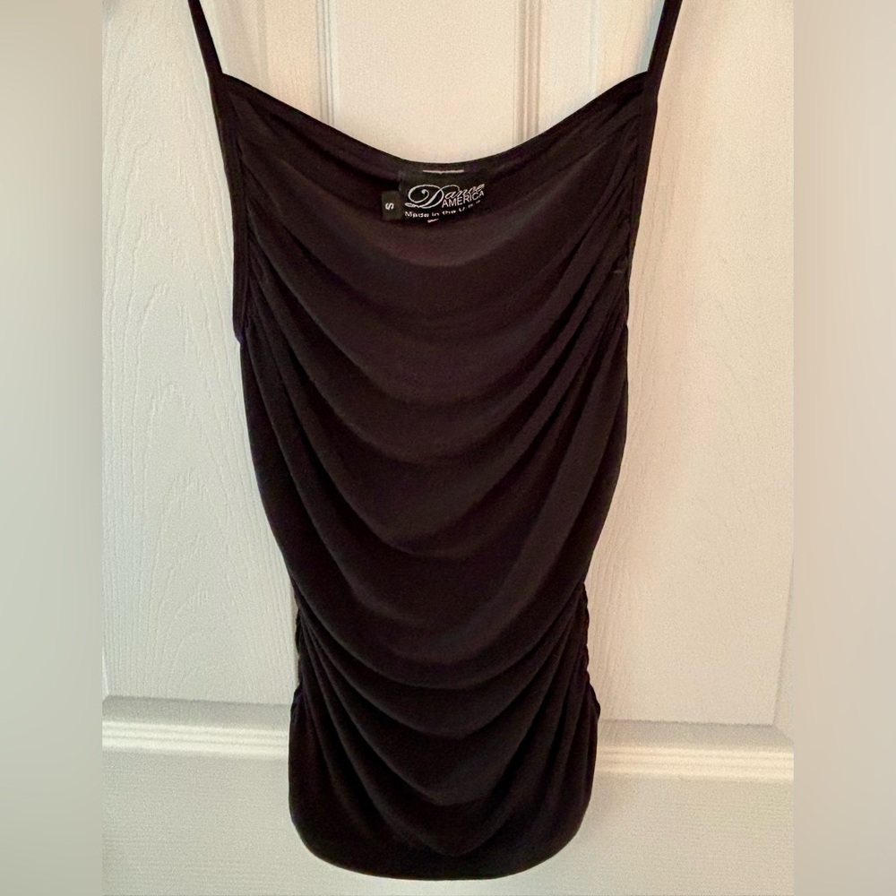 Dance America Black Draped Rhythm DanceTop Size S